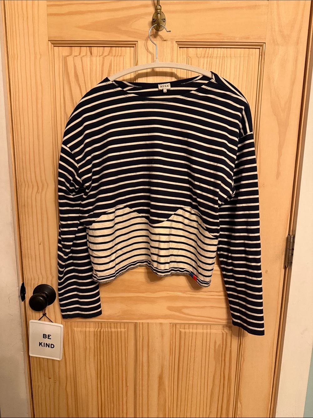 Striped Navy and White Cropped Top - Kule